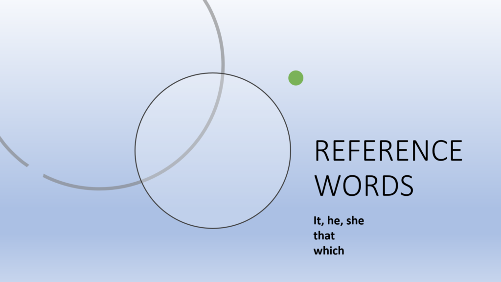 Examples of reference word in English